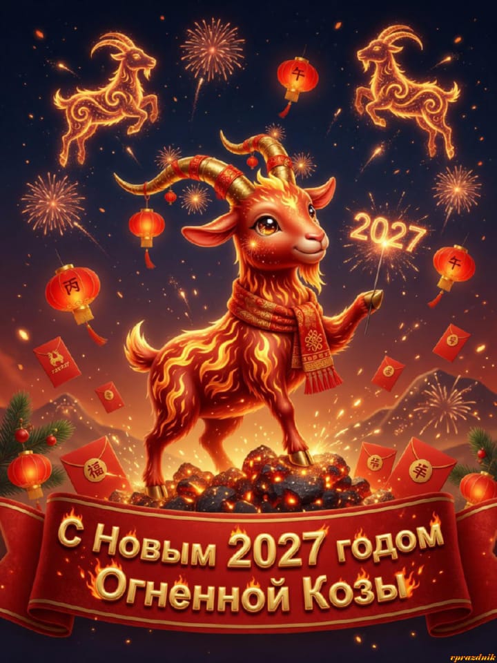 с Новым годом 2027 Огненной Козы, открытка №113