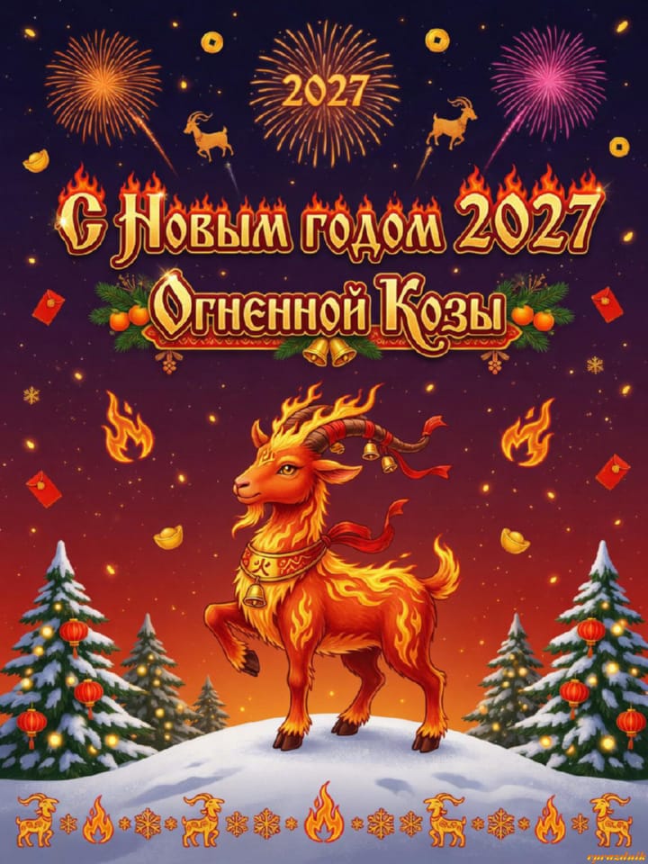 с Новым годом 2027 Огненной Козы, открытка №115