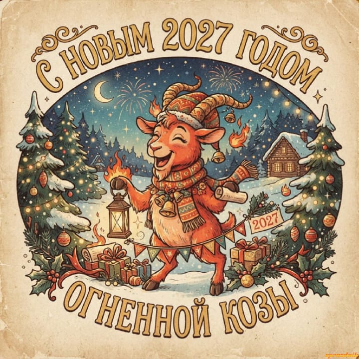 с Новым годом 2027 Огненной Козы, открытка №116