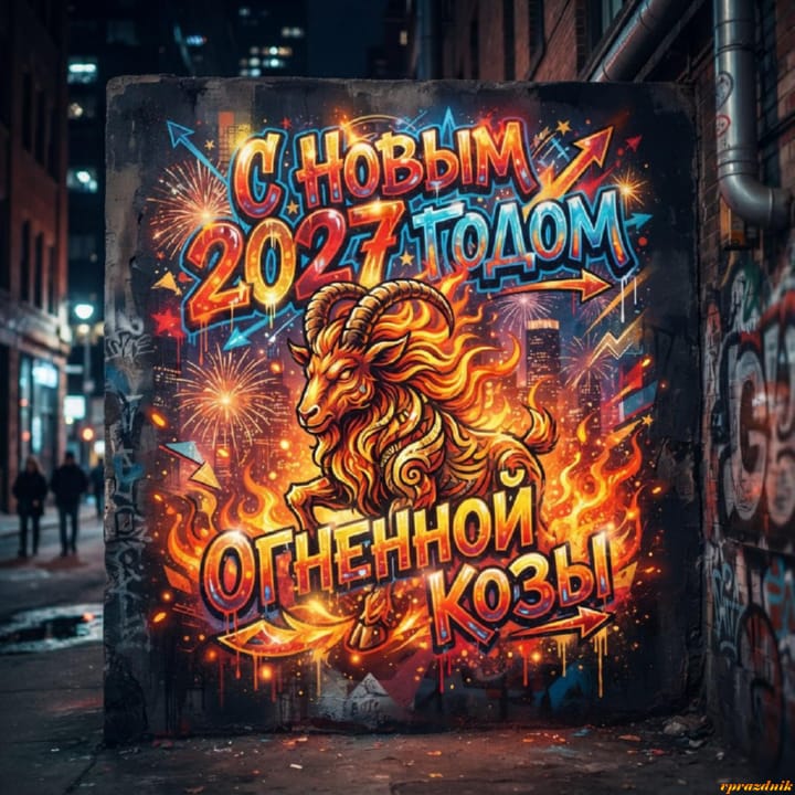 с Новым годом 2027 Огненной Козы, открытка №117