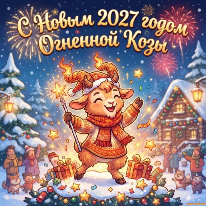 с Новым годом 2027 Огненной Козы, открытка №118