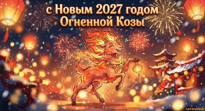 с Новым годом 2027 Огненной Козы, открытка №119