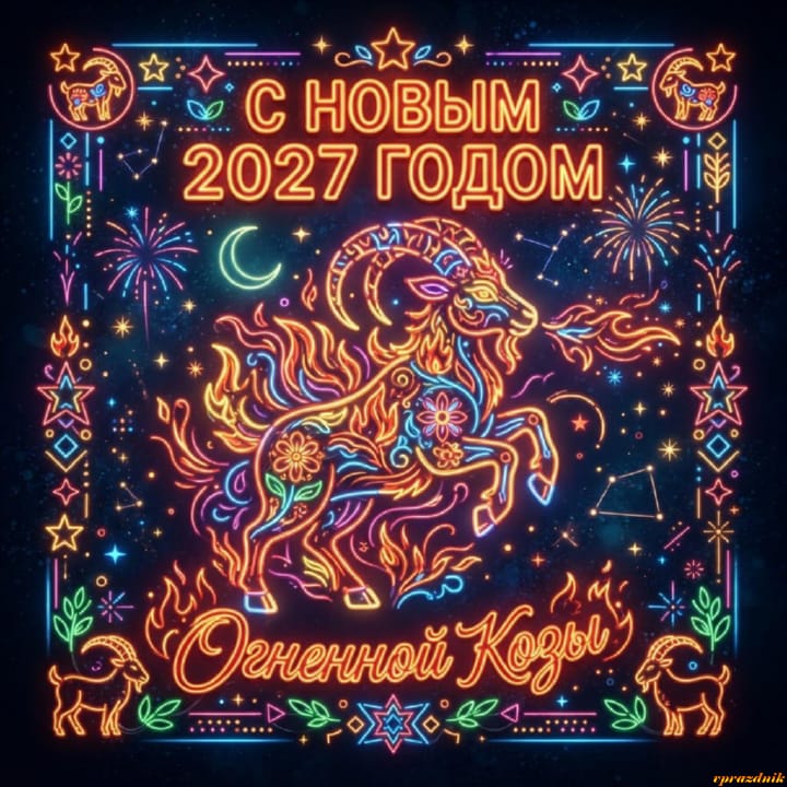 с Новым годом 2027 Огненной Козы, открытка №120