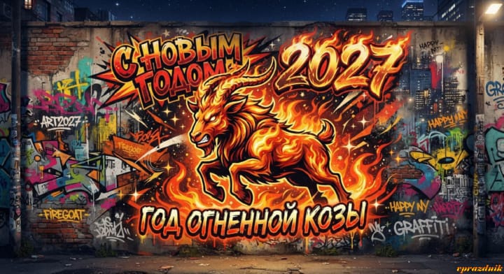 с Новым годом 2027 Огненной Козы, открытка №121