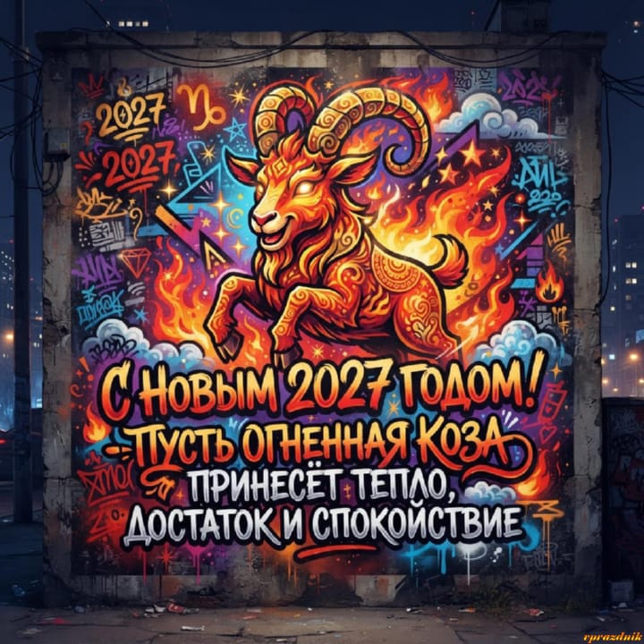 с Новым годом 2027 Огненной Козы, открытка №97