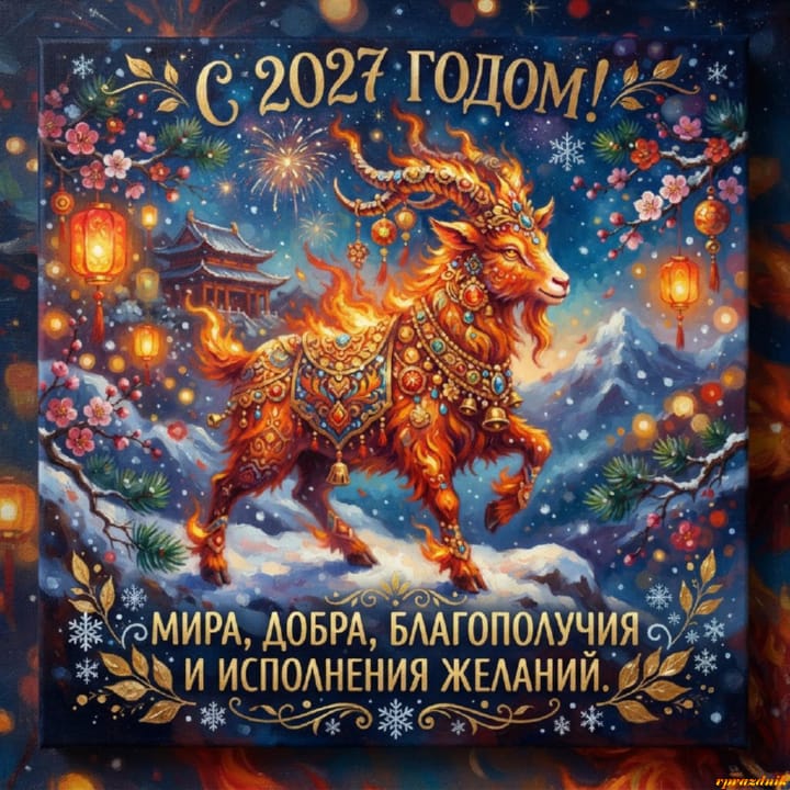 с Новым годом 2027 Огненной Козы, открытка №98
