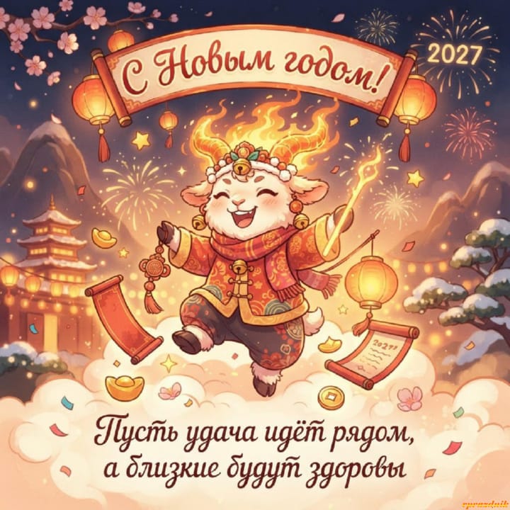 с Новым годом 2027 Огненной Козы, открытка №99