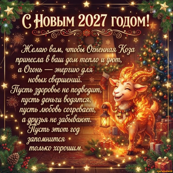 с Новым годом 2027 Огненной Козы, открытка №105