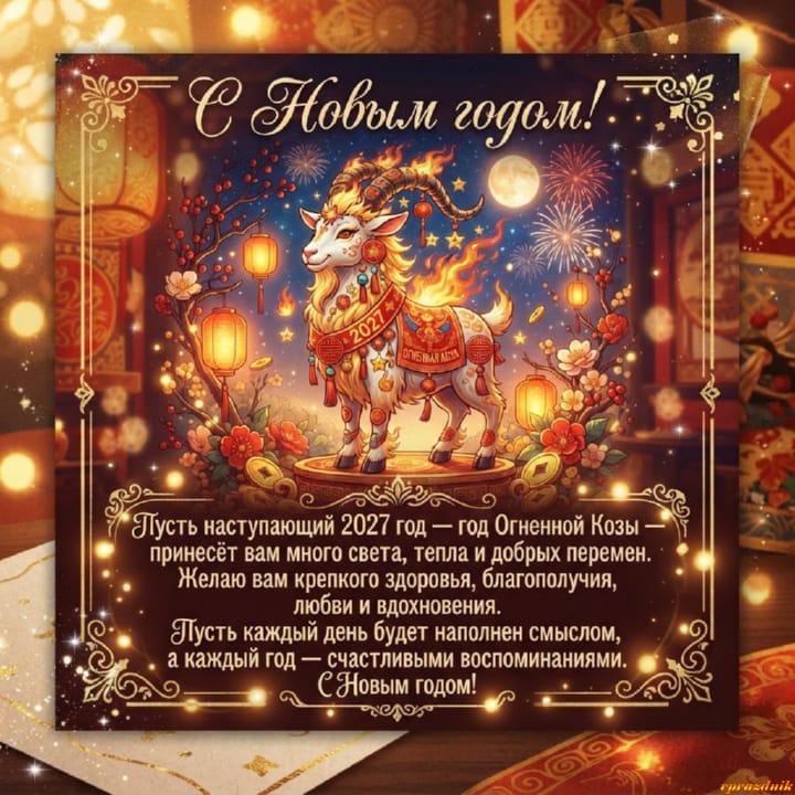 с Новым годом 2027 Огненной Козы, открытка №106