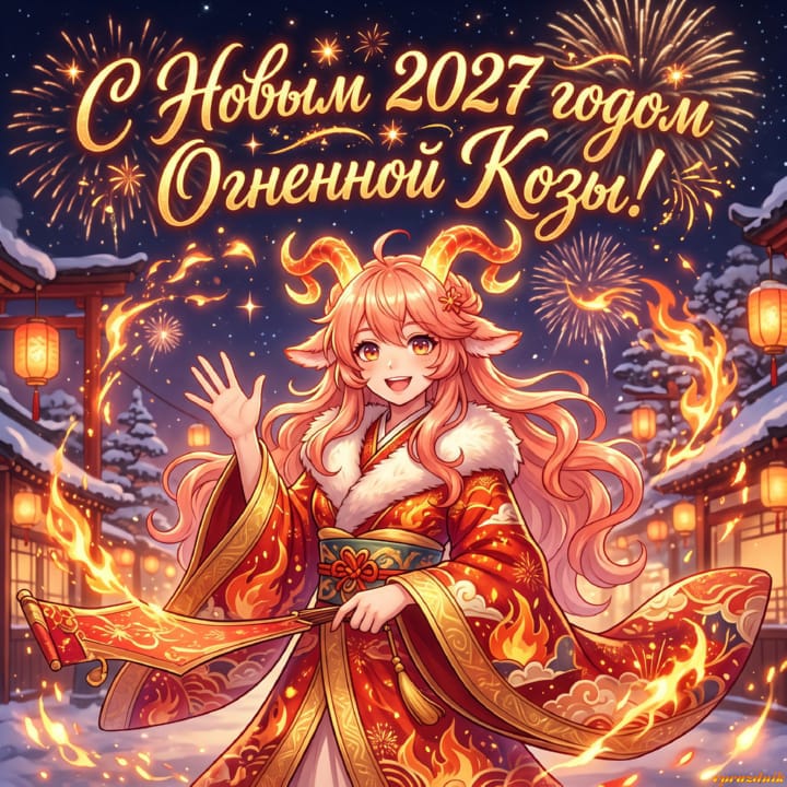 с Новым годом 2027 Огненной Козы, открытка №83