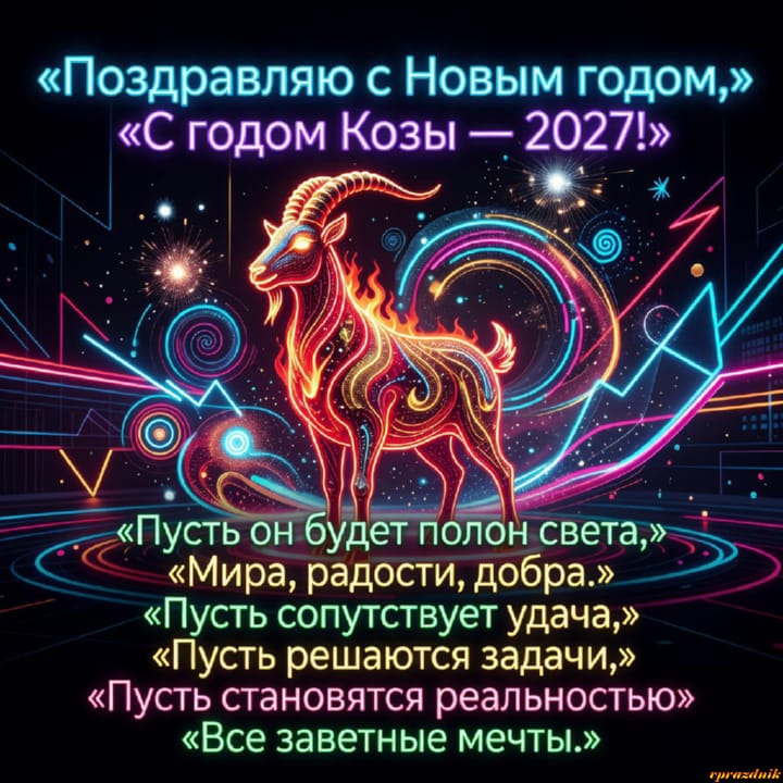 с Новым годом 2027 Огненной Козы, открытка №84