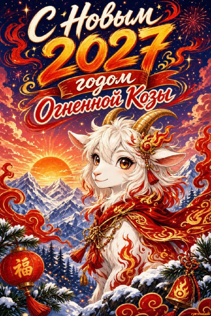 с Новым годом 2027 Огненной Козы, открытка №88