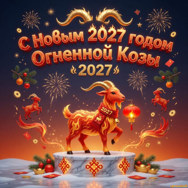 с Новым годом 2027 Огненной Козы, открытка №90
