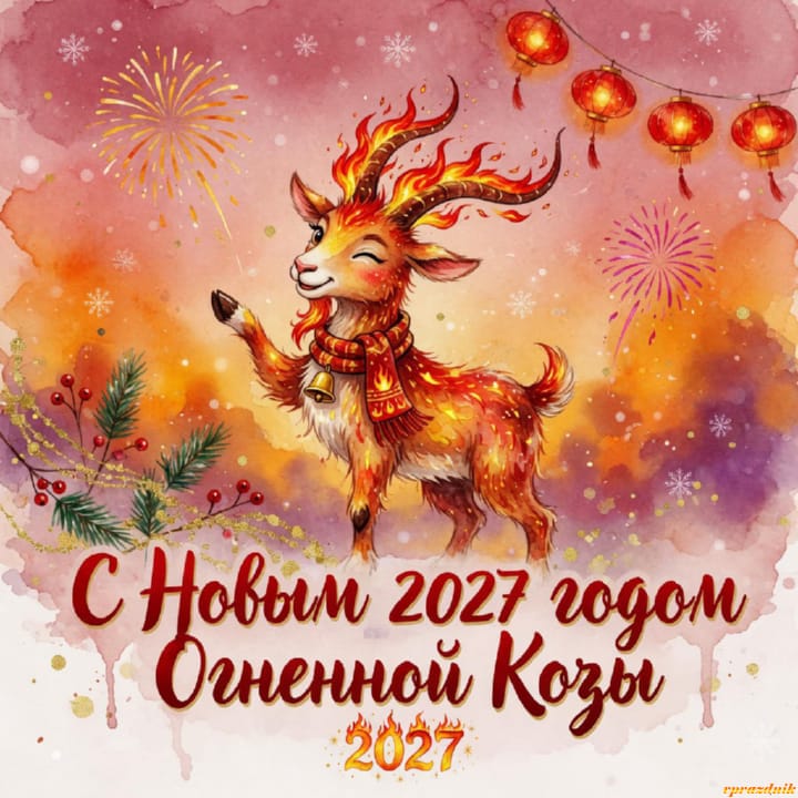 с Новым годом 2027 Огненной Козы, открытка №91