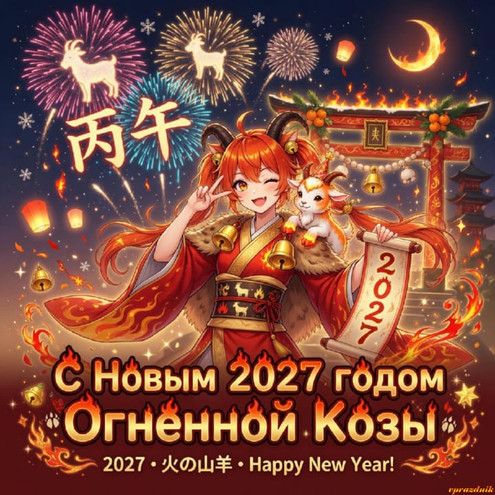 с Новым годом 2027 Огненной Козы, открытка №92