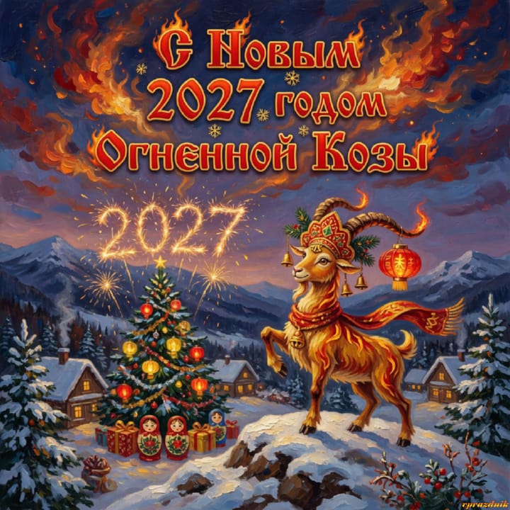 с Новым годом 2027 Огненной Козы, открытка №94