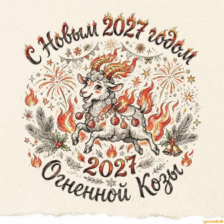 с Новым годом 2027 Огненной Козы, открытка №70