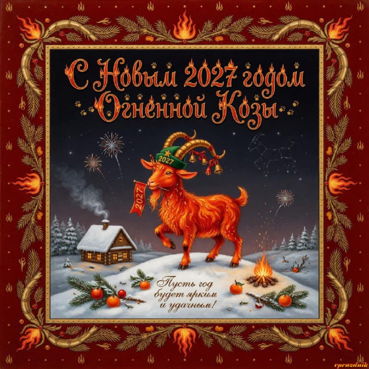 с Новым годом 2027 Огненной Козы, открытка №72