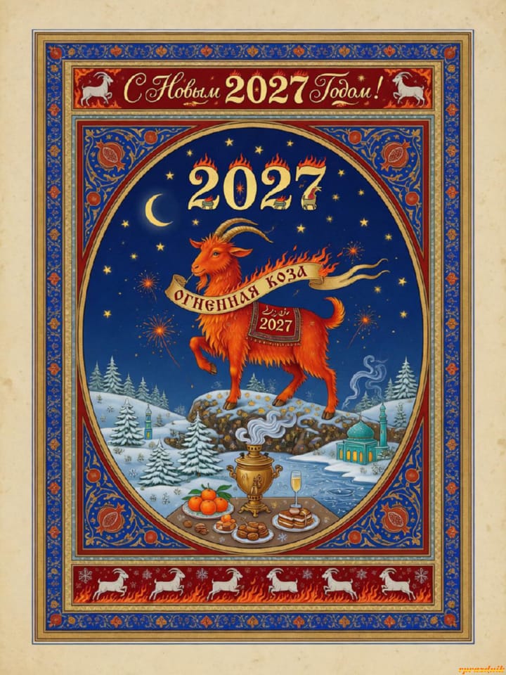 с Новым годом 2027 Огненной Козы, открытка №73