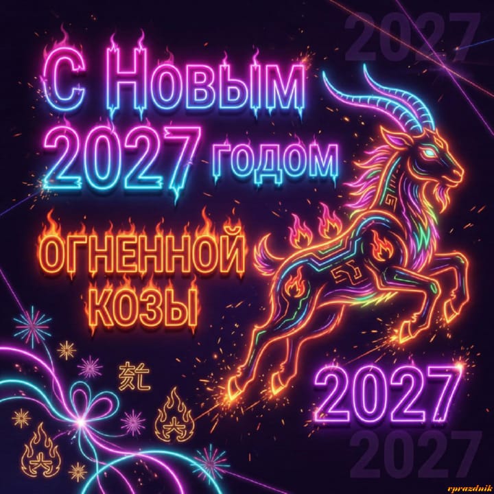 с Новым годом 2027 Огненной Козы, открытка №74
