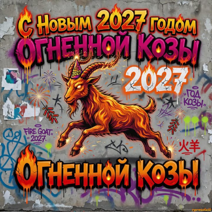 с Новым годом 2027 Огненной Козы, открытка №75