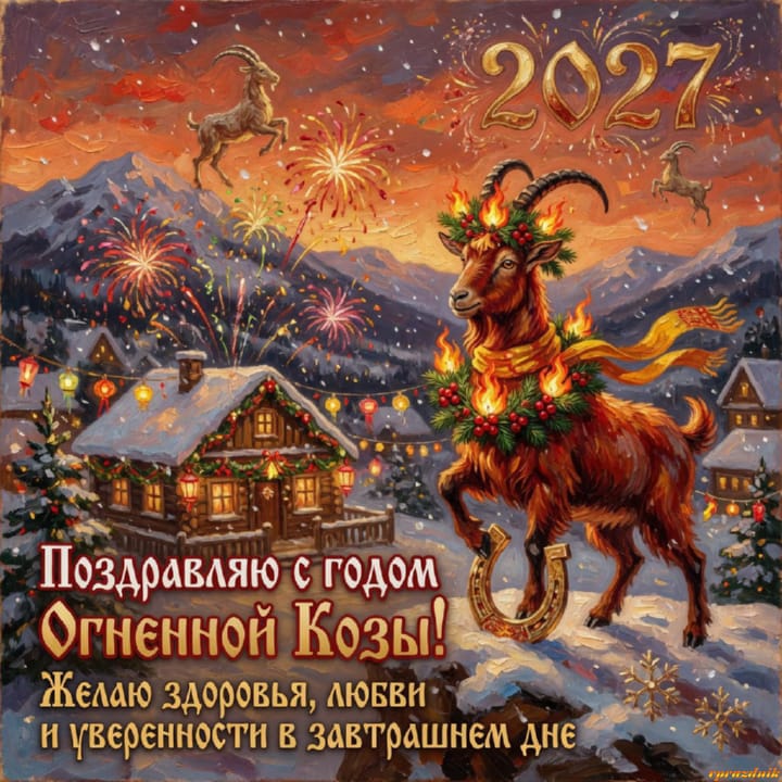 с Новым годом 2027 Огненной Козы, открытка №78