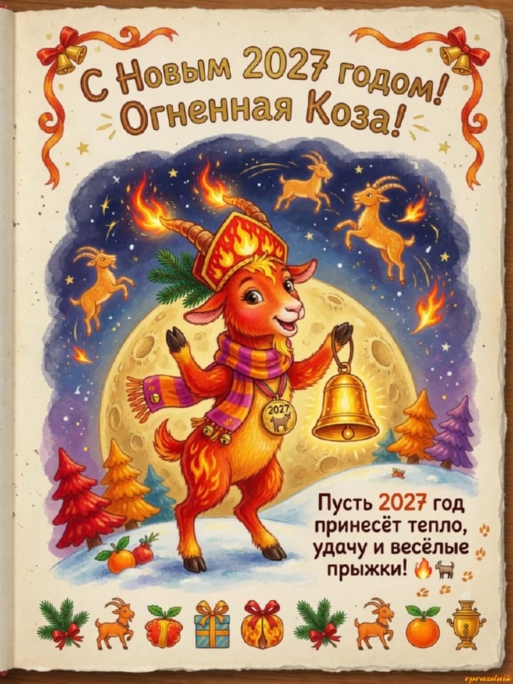 с Новым годом 2027 Огненной Козы, открытка №80