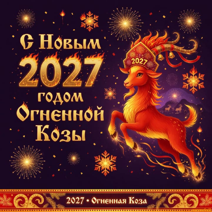 с Новым годом 2027 Огненной Козы, открытка №53