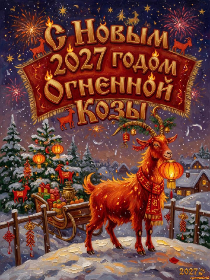 с Новым годом 2027 Огненной Козы, открытка №58