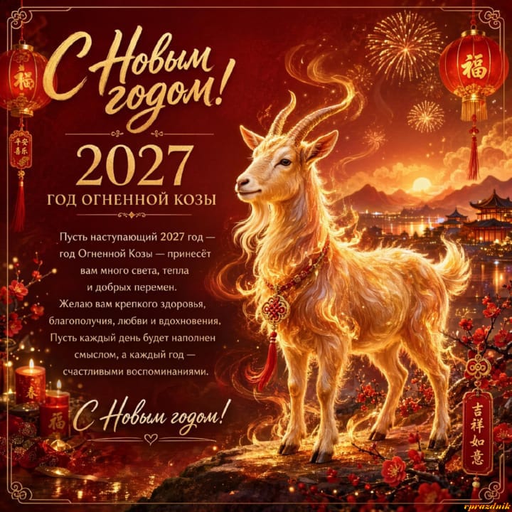 с Новым годом 2027 Огненной Козы, открытка №62
