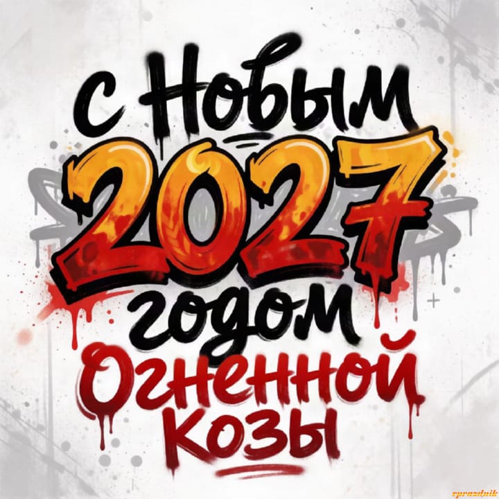 с Новым годом 2027 Огненной Козы, открытка №64