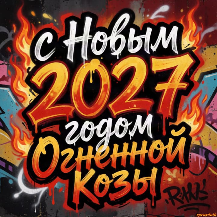 с Новым годом 2027 Огненной Козы, открытка №65