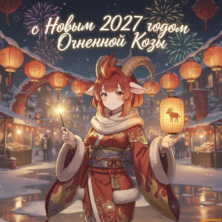 с Новым годом 2027 Огненной Козы, открытка №69