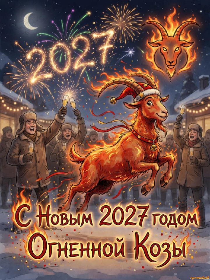 с Новым годом 2027 Огненной Козы, открытка №40
