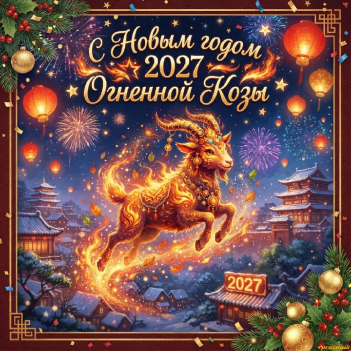 с Новым годом 2027 Огненной Козы, открытка №41