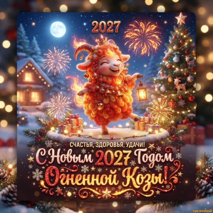 с Новым годом 2027 Огненной Козы, открытка №44