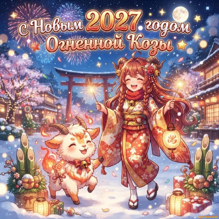 с Новым годом 2027 Огненной Козы, открытка №46