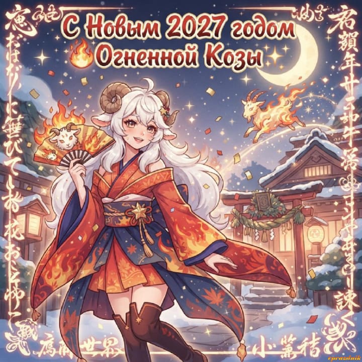 с Новым годом 2027 Огненной Козы, открытка №47