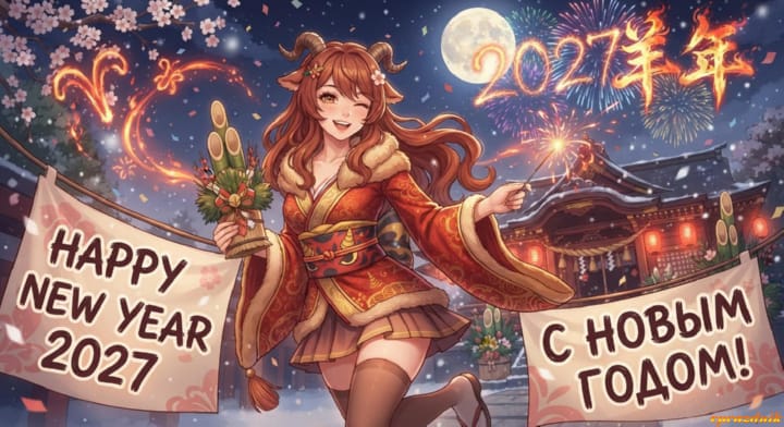 с Новым годом 2027 Огненной Козы, открытка №48