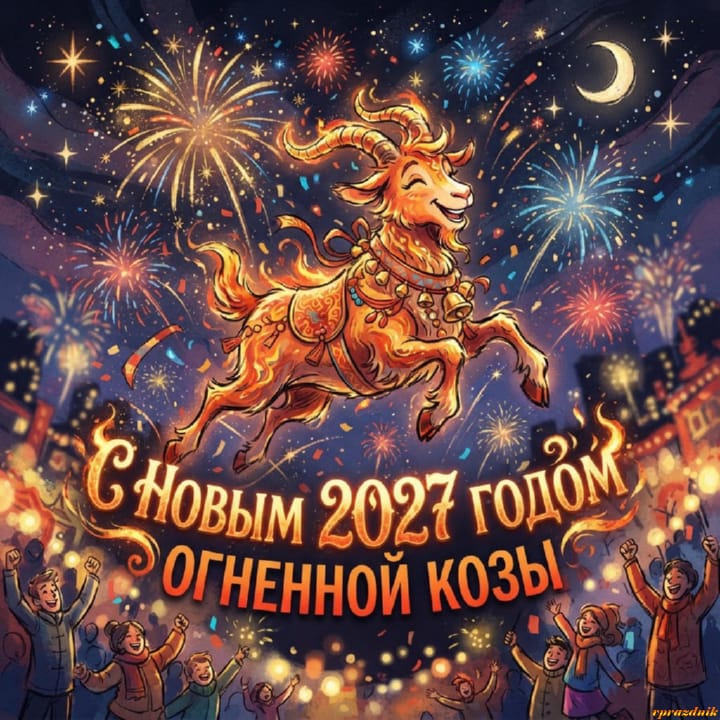 с Новым годом 2027 Огненной Козы, открытка №25