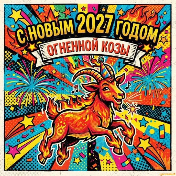 с Новым годом 2027 Огненной Козы, открытка №27