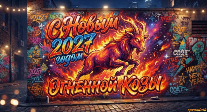 с Новым годом 2027 Огненной Козы, открытка №28