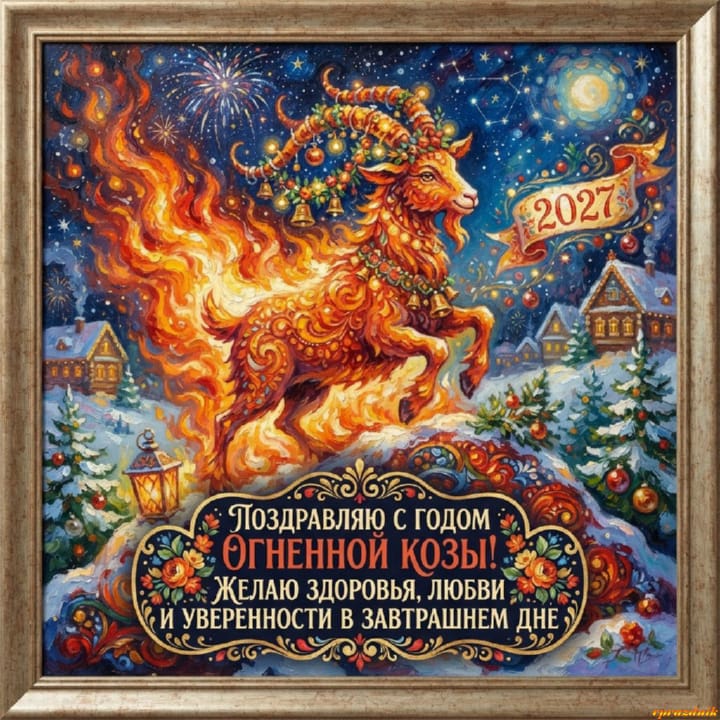 с Новым годом 2027 Огненной Козы, открытка №30