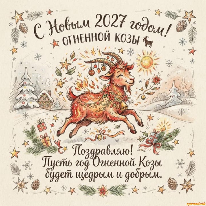 с Новым годом 2027 Огненной Козы, открытка №34