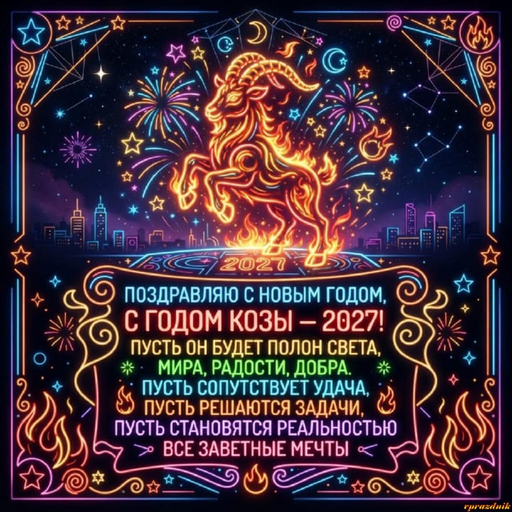 с Новым годом 2027 Огненной Козы, открытка №36