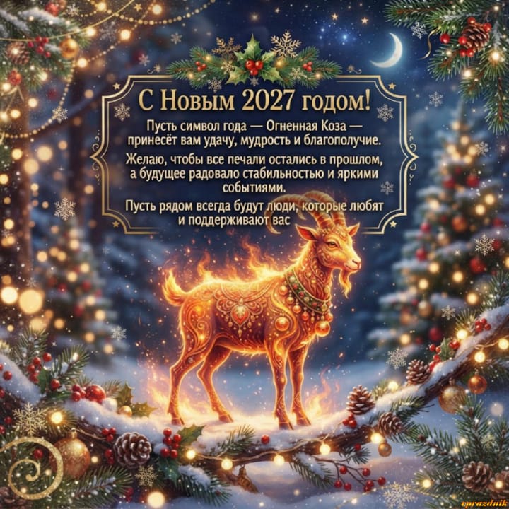 с Новым годом 2027 Огненной Козы, открытка №38
