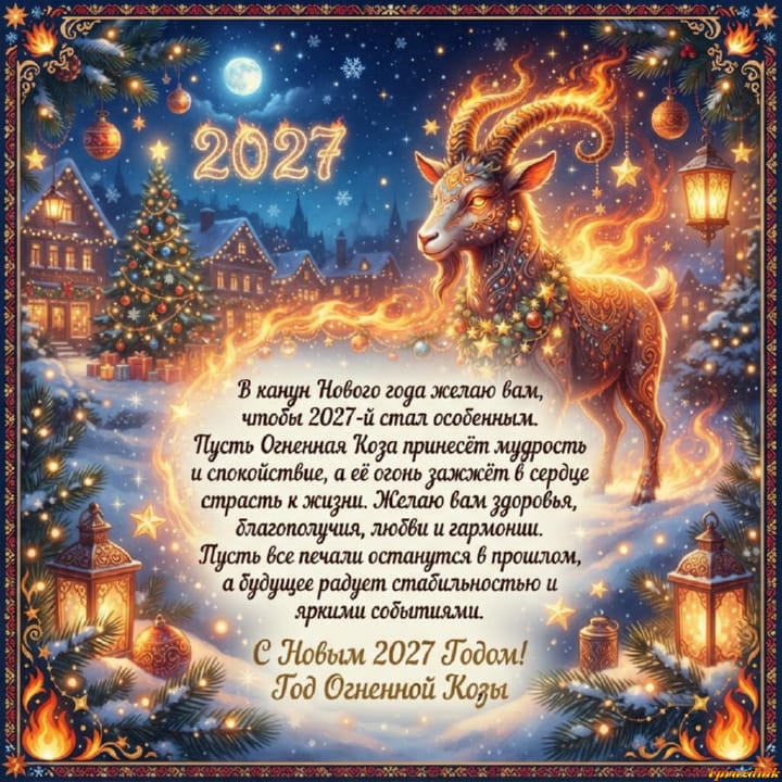 с Новым годом 2027 Огненной Козы, открытка №13