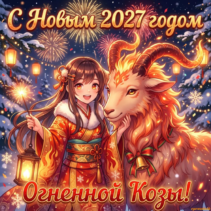 с Новым годом 2027 Огненной Козы, открытка №15