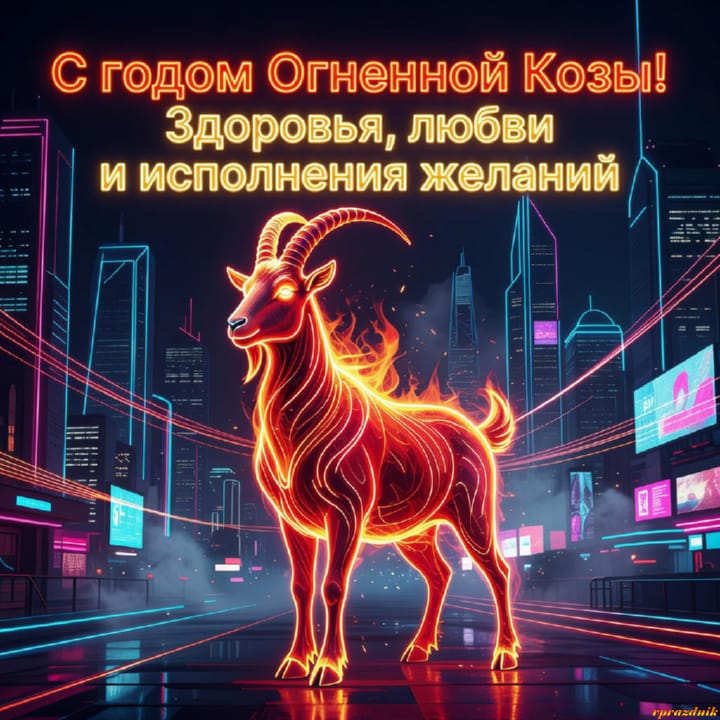 с Новым годом 2027 Огненной Козы, открытка №16
