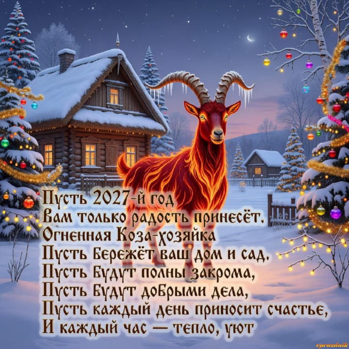 с Новым годом 2027 Огненной Козы, открытка №17